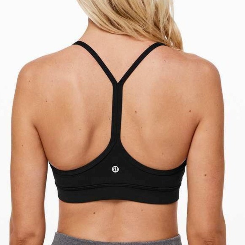 Lululemon Size 8 Flow Y Bra Nulu Black Light Support Racerback Yoga Sports Bra
